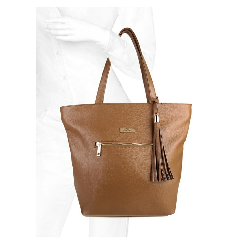 Onna Ehrlich Carrie Tote Handbag Tan Leather